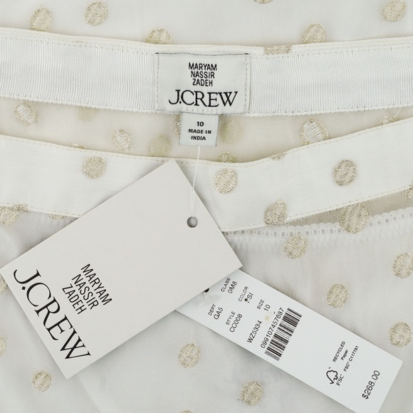 New Maryam Nassir Zadeh X J.Crew Sz 10 Drop-Waist Skirt Embroidered Silk Organza - Picture 5 of 5